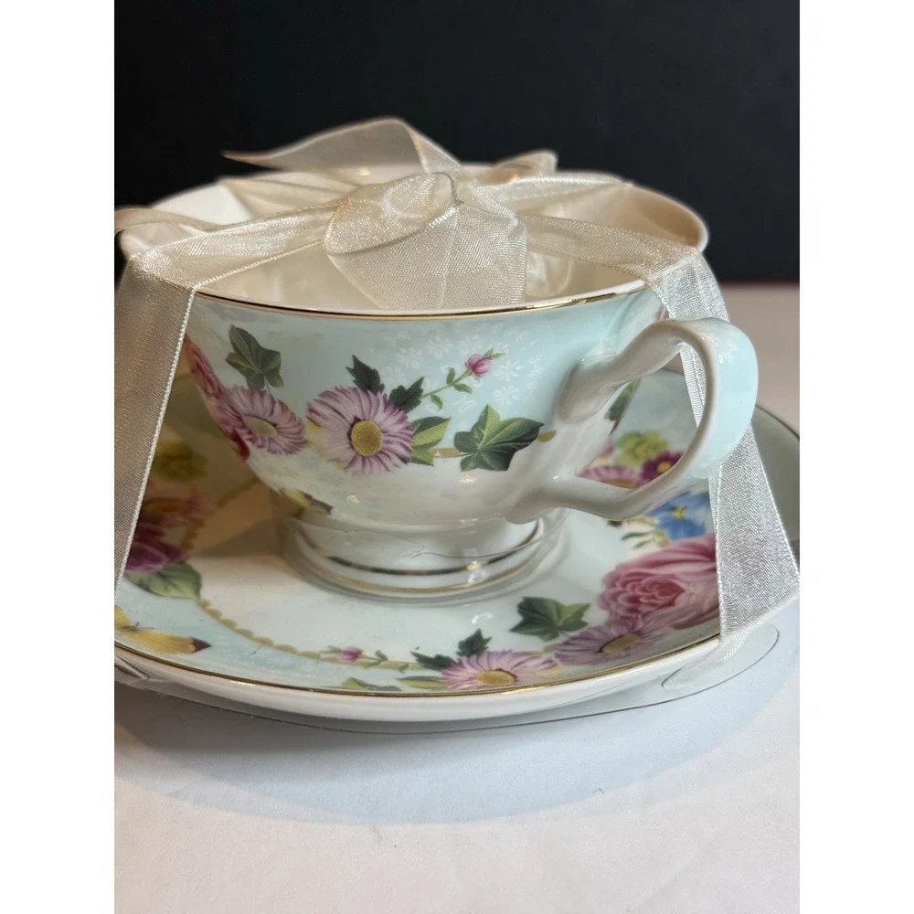 Grace's Teaware Floral Teacup & Saucer Gift Set – Set of 2 New
